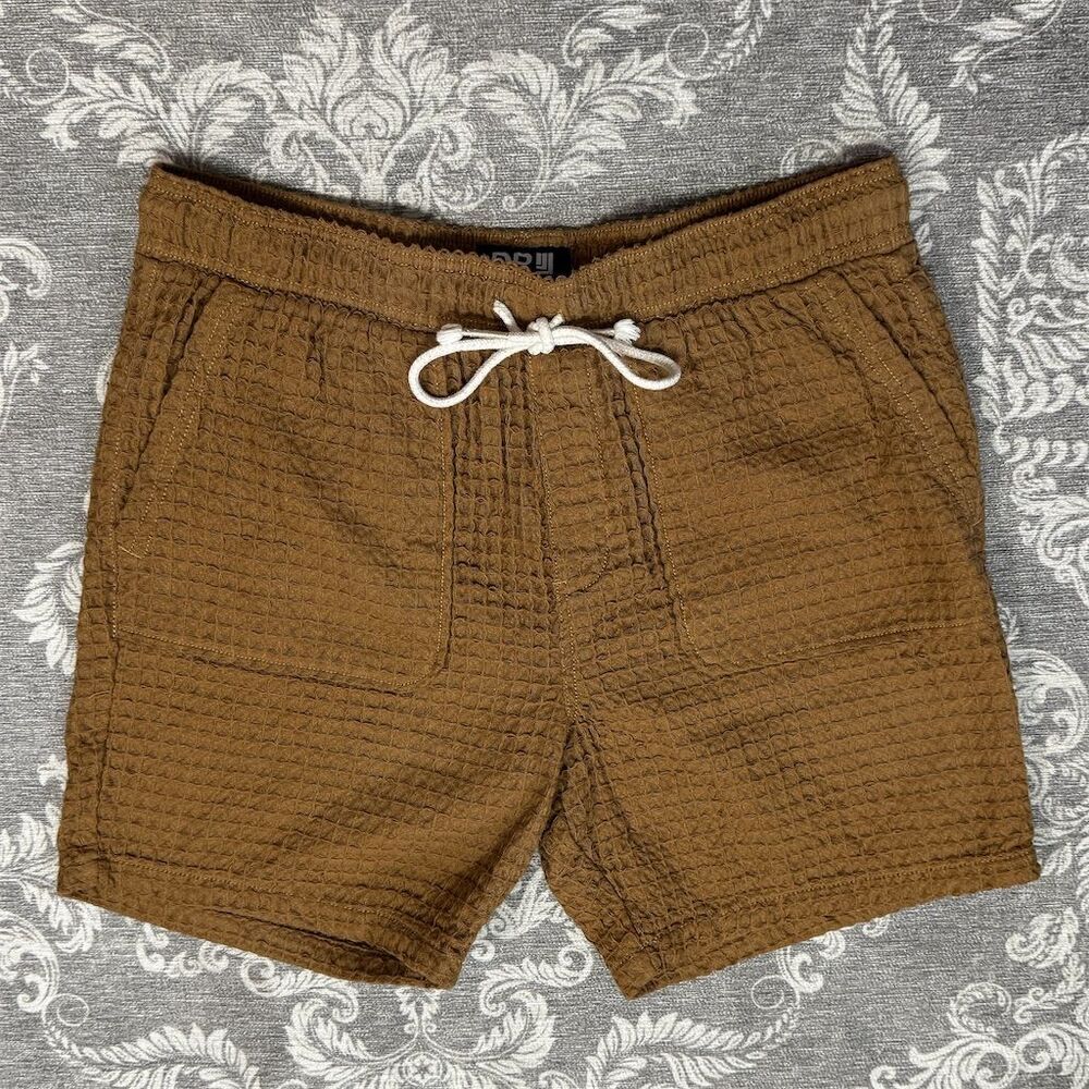 Men's XL Brown Textured Knit Drawstring Shorts Casual Summer Wear